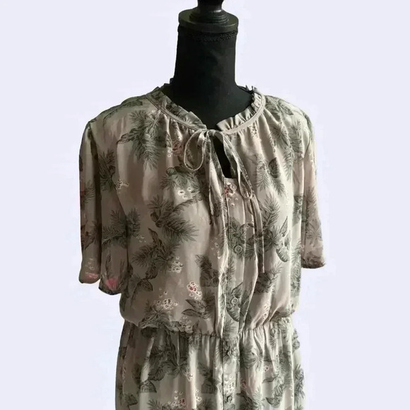 Roolee Sheer chiffon floral romantic baby doll maxi dress sz large cottagecore - Picture 6 of 8